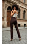 Brown Lycra Stretch Palazzo Jean Trousers - 2