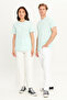 Men's Mint 100% Cotton Slim Fit Slim Fit Crew Neck Basic T-Shirt - 7