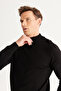 Men's Black Non-Pilling Anti-pilling Standard Fit Half Turtleneck Knitwear Sweater - 8