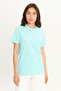 Men's Turquoise 100% Cotton Slim Fit Slim Fit Crew Neck Basic T-Shirt - 5