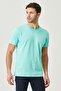 Men's Turquoise 100% Cotton Slim Fit Slim Fit Crew Neck Basic T-Shirt - 3