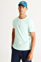 Men's Mint 100% Cotton Slim Fit Slim Fit Crew Neck Basic T-Shirt - 4
