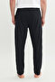 Men's Black Cotton Standard Fit Pajama Bottoms with Regular Cut Elastic Waist Pocket - 7