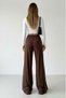 Brown Piped Wide Leg /Wide Leg Knitted Sports Sweatpants - 6