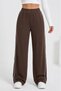 Brown Piped Wide Leg /Wide Leg Knitted Sports Sweatpants - 7