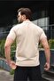 Stone Color Polo Collar Knitwear Men's T-Shirt E7469 - 3