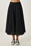Summer Flared Midi Woven Skirt Lcr0110 Black - 3