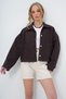 Bitter Brown Bag Pocket Shepherds Stitched Crop Jean Jacket Alc-X13562 - 4