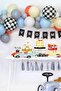 Round Checkered Balloon Racing Themed Birthday Balloons 18inch - 2