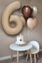 Retro Cream Caramel Coffee Heart Age Number Balloon Set Retro Birthday Age Balloon Set