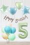 Retro Blue Green Colors Birthday Party Set Retro Green Age Balloon Kraft Banner Balloon Chain Se