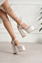Pearl Design Bridal Shoes - Comfortable Platform K Block Heel Wedding Dress Shoes - Pearl Design 7-9999 - 3
