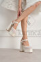 Pearl Design Bridal Shoes - Comfortable Platform K Block Heel Wedding Dress Shoes - Pearl Design 7-9999 - 4