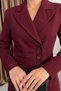 Women's Blazer Jacket Trousers Two-Piece Set with Draped Waist and Button Detail, Tie Back, Double Breasted Collar - 4