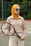 Combed Cotton Bonnet with Neck Covering Feature and Headphone Opening, B-94, Mustard - 2
