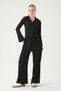 Black Elastic Waist Pants Shirt Set 3003