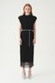 Black Padded Shoulders Bel Tie-Detail Dress 241688 - 2