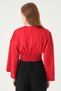 Red V-Neck Long Sleeve Blouse 242218 - 5