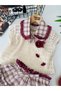 My Little One's Cicileri Elegance Plaid Collar Detailed Knitted Vest and Layered Skirt for Girls 3-Piece Set - 4