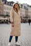 Women's Large Size Plaid 120 Cm Seasonal Light Beige Quilted Coat 1042 - 4