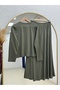 Darinka Front Gazi Stitched Skirt Suit-Nl673 Khaki - 8
