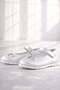 Genuine Leather Silver Velcro Ribbon Detailed Girls' Ballerinas