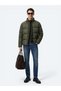 Khaki Regular Fit Stand Collar Casual Woven Coat - 2