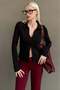 Black Polo Neck Double Zipper Slim Fit Women's Body Mg2652 - 4