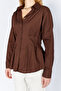Bitter Brown Pleated Waist-Fitted Poplin Shirt |   Mks1610919-1 - 4