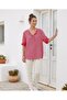 Women's Striped V-Neck Button Detailed Three-Quarter Sleeve Blouse - 2