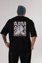 Arm Wrestling Back Printed Black Oversize T-shirt Unisex Men's Women's Crew Neck - 3