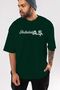 Hallederiz A.Ş Front Printed Emerald Green Oversize T-shirt Men's Women's Crew Neck - 6
