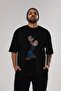 Sailorman Front Printed Black Oversize T-shirt Unisex Men's Women's Crew Neck - 6