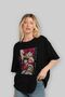SUPER NOVAS one piece Anime Front Printed Black Oversize t-shirt Men Women - 4