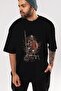 Sparta Front Printed Black Oversize T-shirt Unisex Men's Women's Crew Neck