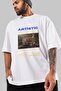 Artistic Printed Streetwear Front Printed White Oversized t-shirt for Men and Women, Crew Neck - 6