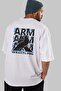 Arm Wrestling Back Printed White Oversize T-shirt Unisex Men's Women's Crew Neck - 3