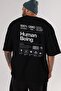Human Being Back Printed Black Oversize T-shirt Men's Women's Crew Neck