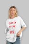 God of The GYM Front Printed White Oversized t-shirt Crew Neck Men Women - 4