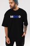 Mood Front Printed Black Oversize T-shirt Unisex Men's Women's Crew Neck - 6