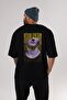 Visualization Printed Back Black Oversized T-Shirt for Men and Women, Crew Neck - 6