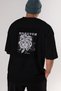 Hipster Japanese Style Back Printed Black Oversize T-shirt Men's Women's Crew Neck - 7