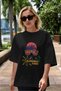 Summer Time Printed Front Black Oversize T-shirt Unisex Men's Women's Crew Neck - 6