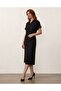 Three Button Muslin Dress Black - 5
