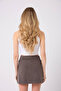 Women's Mini Short Skirt - with Buckle Belt, Side Zippers, and Inside Shorts - 7