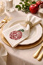 Apple Shine Stone Patterned Cream Linen Napkins, Pack of 6 – 34X34 cm - 2