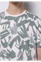 Regular Fit Round Neck Cotton Printed Men's Green Short Sleeve T-Shirt - 4