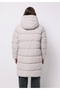 Regular Fit Hooded Zippered Lined Water Resistant Women's Stone Coat - 2