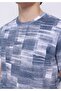 Regular Fit Round Neck Printed Men's Blue Short Sleeve T-Shirt - 4