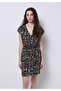 Regular Fit Printed Women's Black Sleeveless Dress